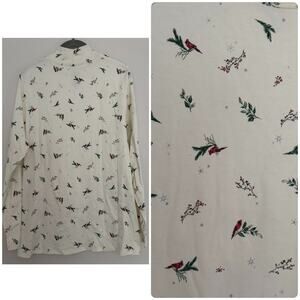 Croft & Barrow Holiday Christmas Long Sleeve Robin/Holly Turtleneck